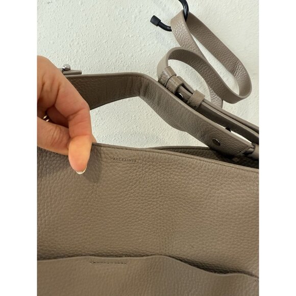 AllSaints Crossbody Taupe Gray Leather Crossbody Arm Tote Bag Purse All Saints - Picture 5 of 14